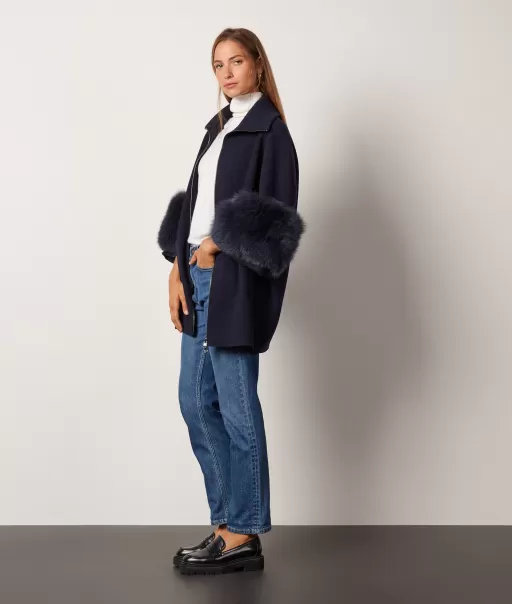 Donna Falconeri Cappotti Blue Consigliare Cappotto Kimono In Cashmere Ultrasoft